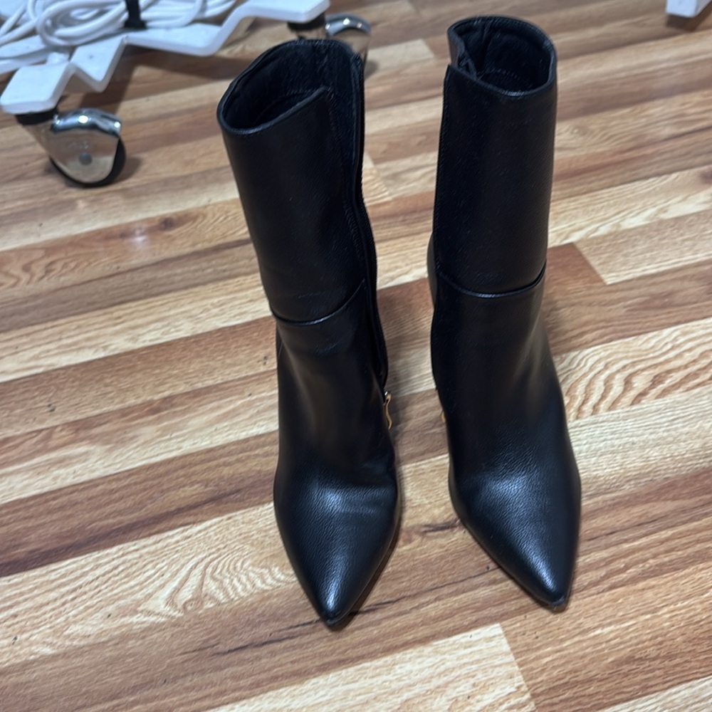 Dawson Black Pebble Pointed-Toe Mid Calf Boots - Picture 3 of 6